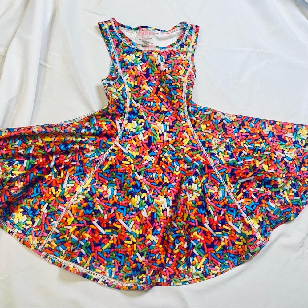 Terez Rainbow Sprinkle Skater Dress 3T
